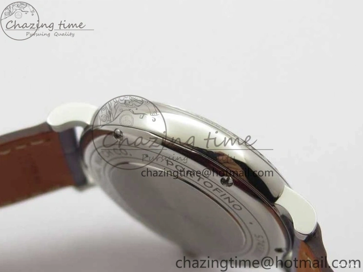 MIROTIME 0227 Attractive Portofino 37mm SS V7F 1:1 Best Edition Gray Dial Diamonds Bezel on Gray Leather Strap A 7091